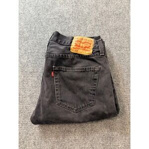 Levis 501 Original Fit Mens Jeans 31x34 Washed Black Button Fly Straight Leg